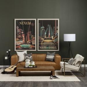 Hardee Genuine Leather Tuxedo Arm Sofa