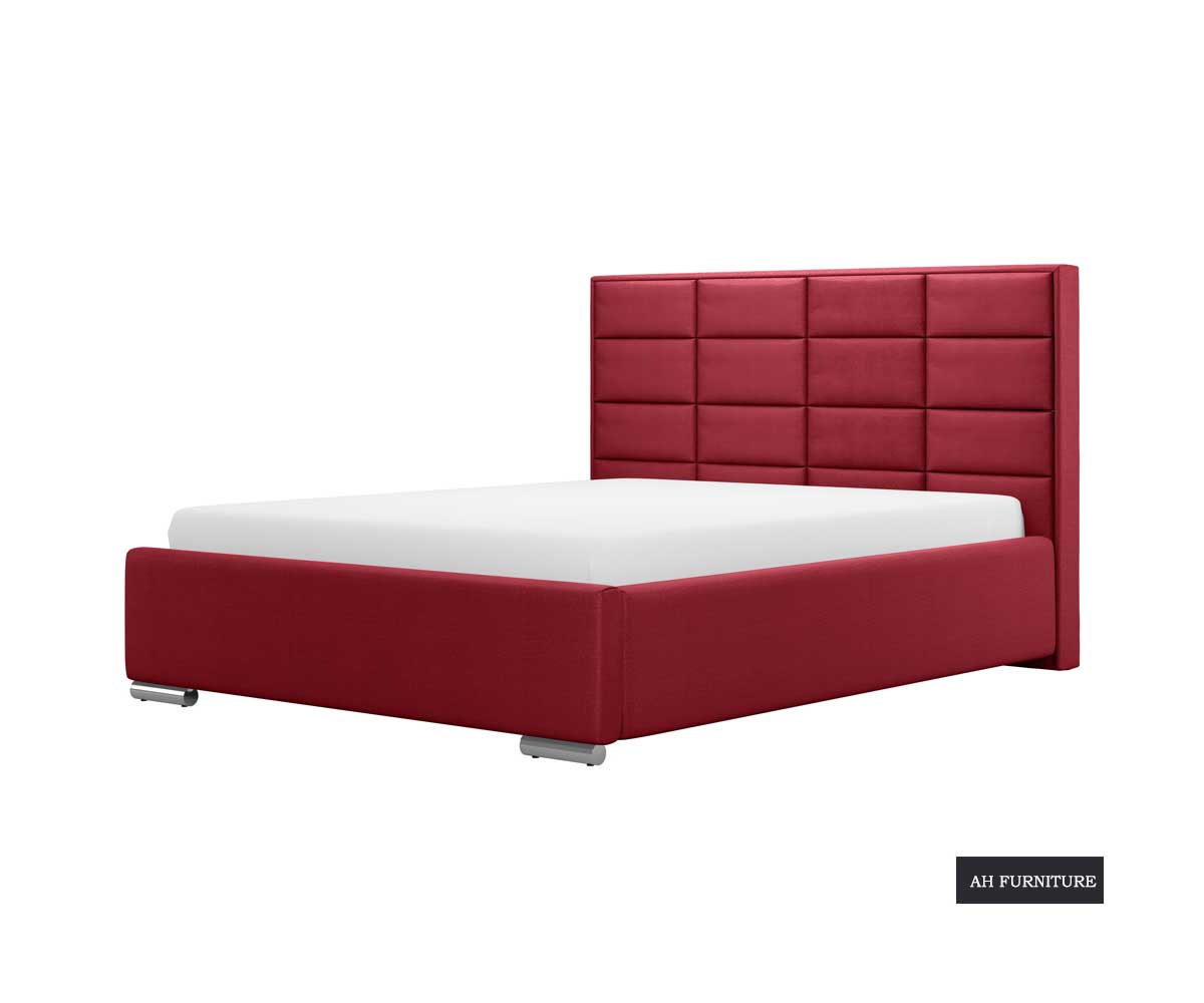 Elisa Bed Frame with Linen Hydrophobic Upholstery in Red