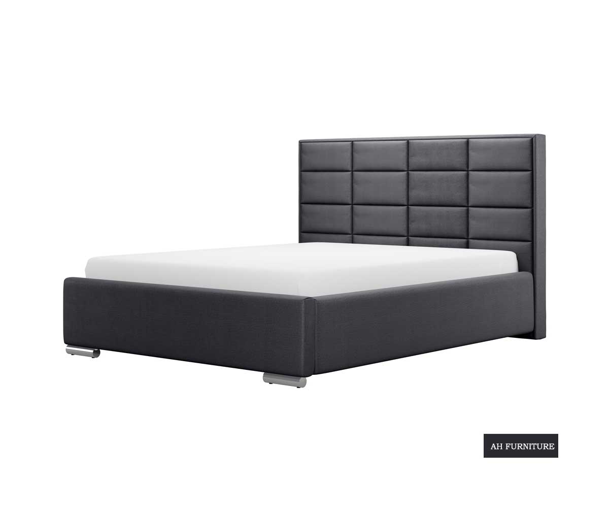 Elisa Bed Frame with Linen Hydrophobic Upholstery in Charcoal