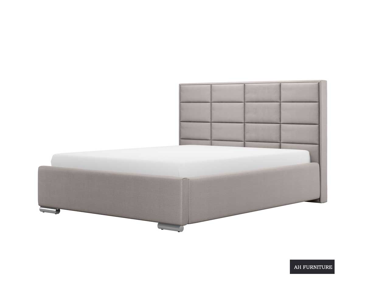 Elisa Bed Frame with Linen Hydrophobic Upholstery in Beige