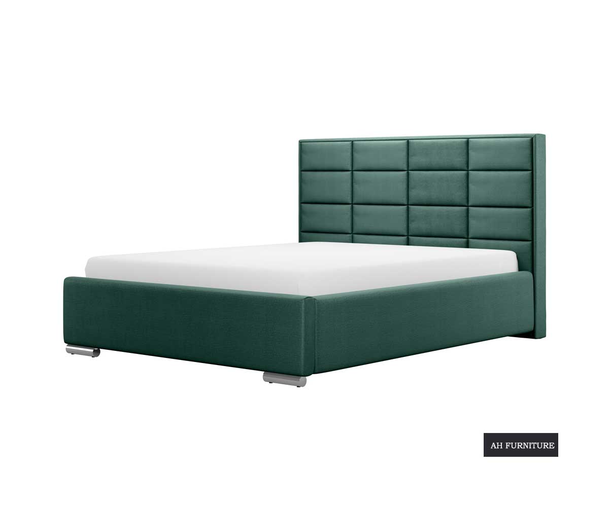 Elisa Bed Frame with Linen Hydrophobic Upholstery in Green