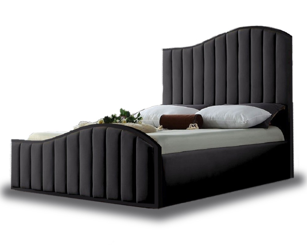 Magnifik Plush Velvet Bed Frame in Charcoal