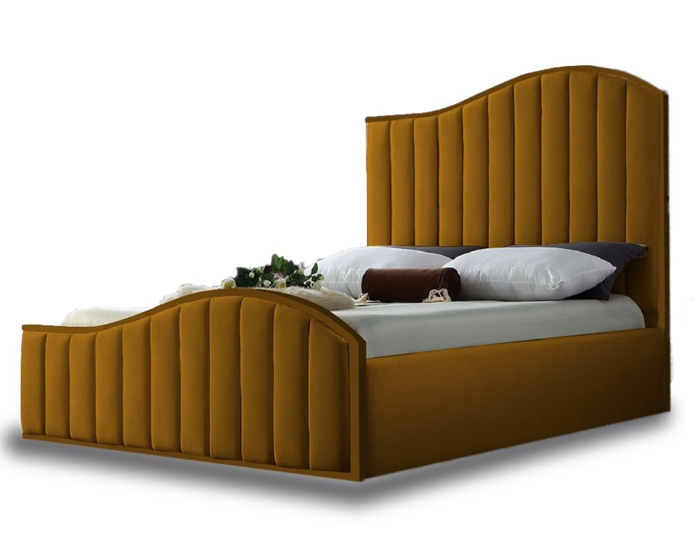 Magnifik Plush Velvet Bed Frame in Mustard