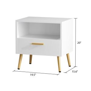 Shaula 1 Drawer Solid Wood Nightstand White