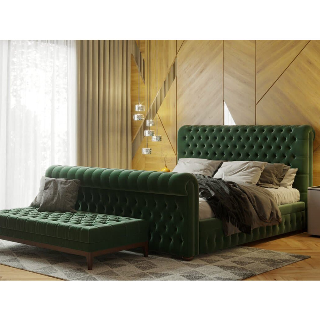 Bushwick Hand Tufted Bed Frame in Green