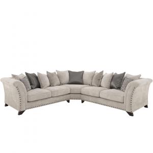 Alexander Large Fabric Pillow Back Corner Sofa With Studs