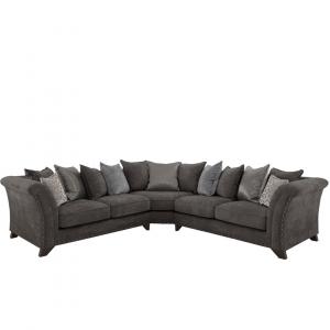 Alexander Large Fabric Pillow Back Corner Sofa With Studs