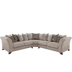Alexander Large Fabric Pillow Back Corner Sofa With Studs