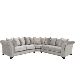 Alexander Large Fabric Pillow Back Corner Sofa With Studs