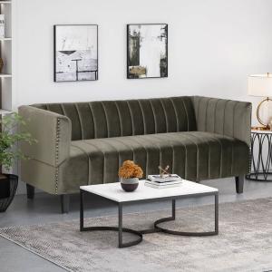 Velvet Tuxedo Arm Sofa