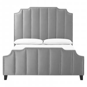 Lucille Queen and King Performance Velvet Platform Bed Frame