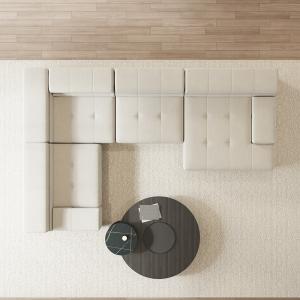 L-Shaped Modern Off White Velvet Modular Sectional Sofa with Chaise