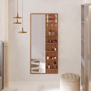 Freddie Engineered Wood Wall Mount Dressing Table Mirror with Shelves