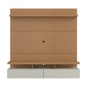 AH Furniture 63 inch White Gloss Floating Entertainment Center with St...