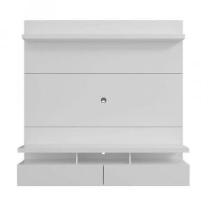 AH Furniture 63 inch White Gloss Floating Entertainment Center with St...