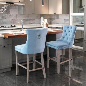 Altima Tufted Upholstered Bar Chair with Nailhead Trim and Solid Wood Legs