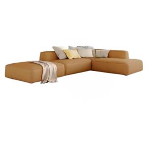 Italian Modular L-Shaped Sectional Sofa with Chaise in Orange