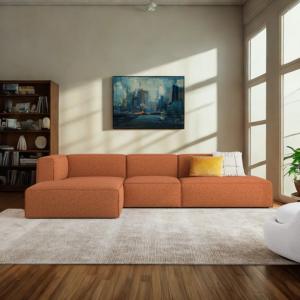 Shonnard L-Shaped 3 Piece Modular Sectional Sofa in Orange