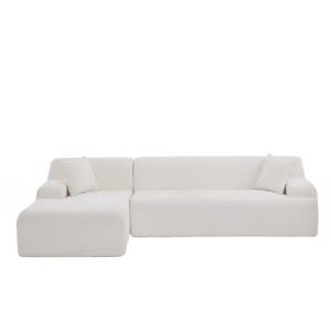 Round Arm Large Aira L-Shape 2 Piece Sectional Sofa in Beige