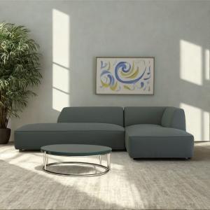Eliza L-Shaped Fabric Sectional Sofa in Dark Green