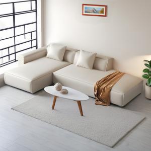 Noora L-Shape 2-Piece Sectional Sofa in Beige,Right Chaise Orientation