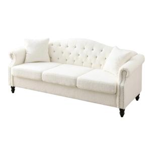 Avictor Upholstered Sofa Buckle Fabric in White