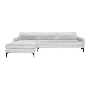 Taliah Sectional Sofa with Chaise in Light Grey