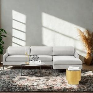 Taliah Sectional Sofa with Chaise in Light Grey