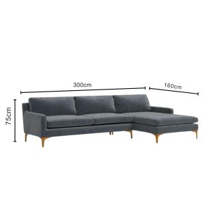 Taliah Sectional Sofa with Chaise in Dusty Blue