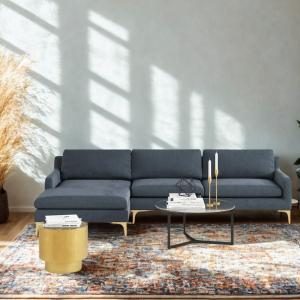 Taliah Sectional Sofa with Chaise in Dusty Blue