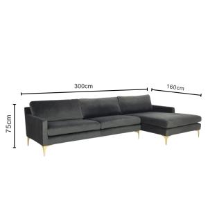 Taliah Sectional Sofa with Chaise in Black