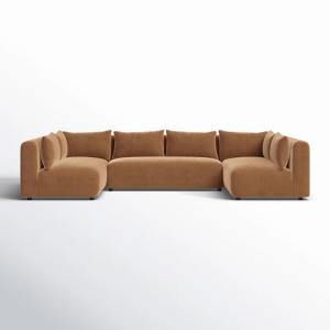 Dallas Modular Velvet U-Shaped Sectional Sofa in Orange