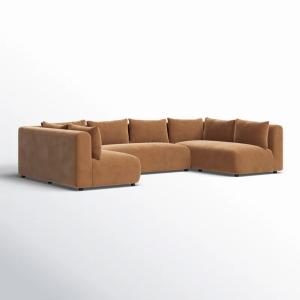 Dallas Modular Velvet U-Shaped Sectional Sofa in Orange
