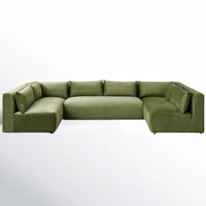 allas Modular Velvet U-Shaped Sectional Sofa in Green