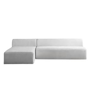  	CRIMSON Celona Modern L-Shaped Sectional Sofa, Light Grey Velvet, Ri...