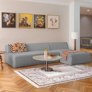 CRIMSON Celona Modern L-Shaped Sectional Sofa, Dark Grey Velvet, Right...
