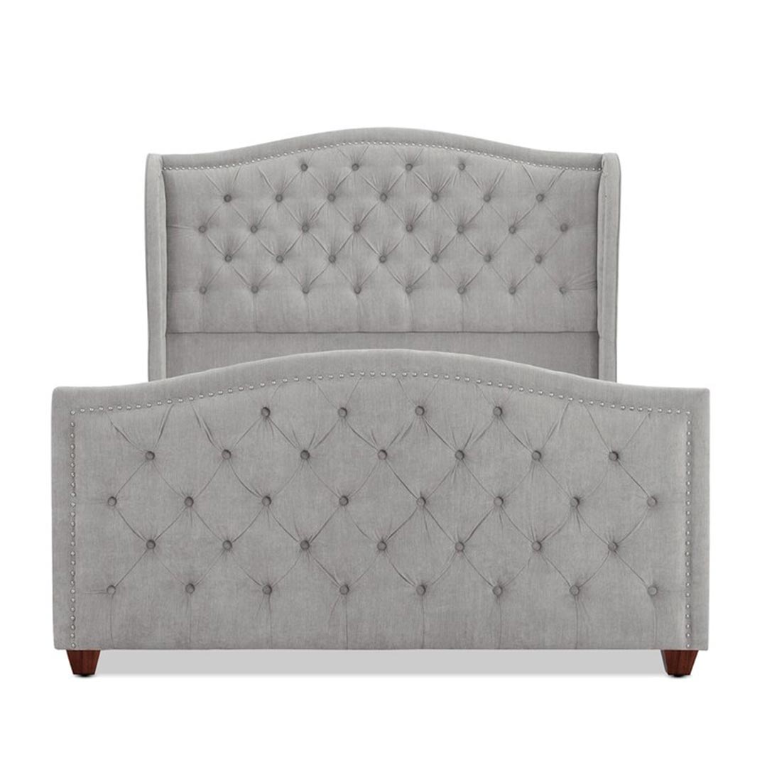 Marlon Tufted Upholstered contemporary Bed in Grey