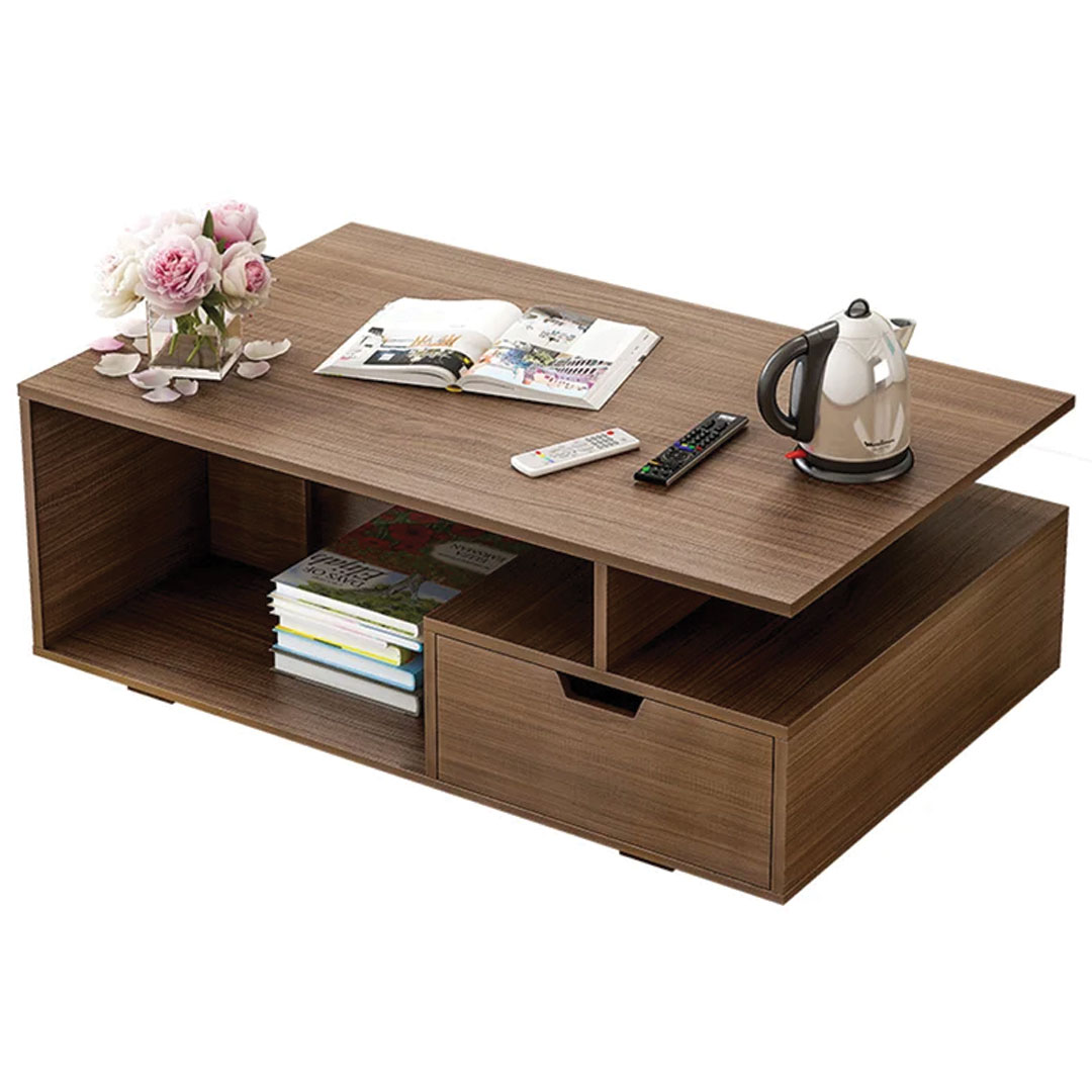 Aneya Floor Shelf Coffee Table with Storage in Brown
