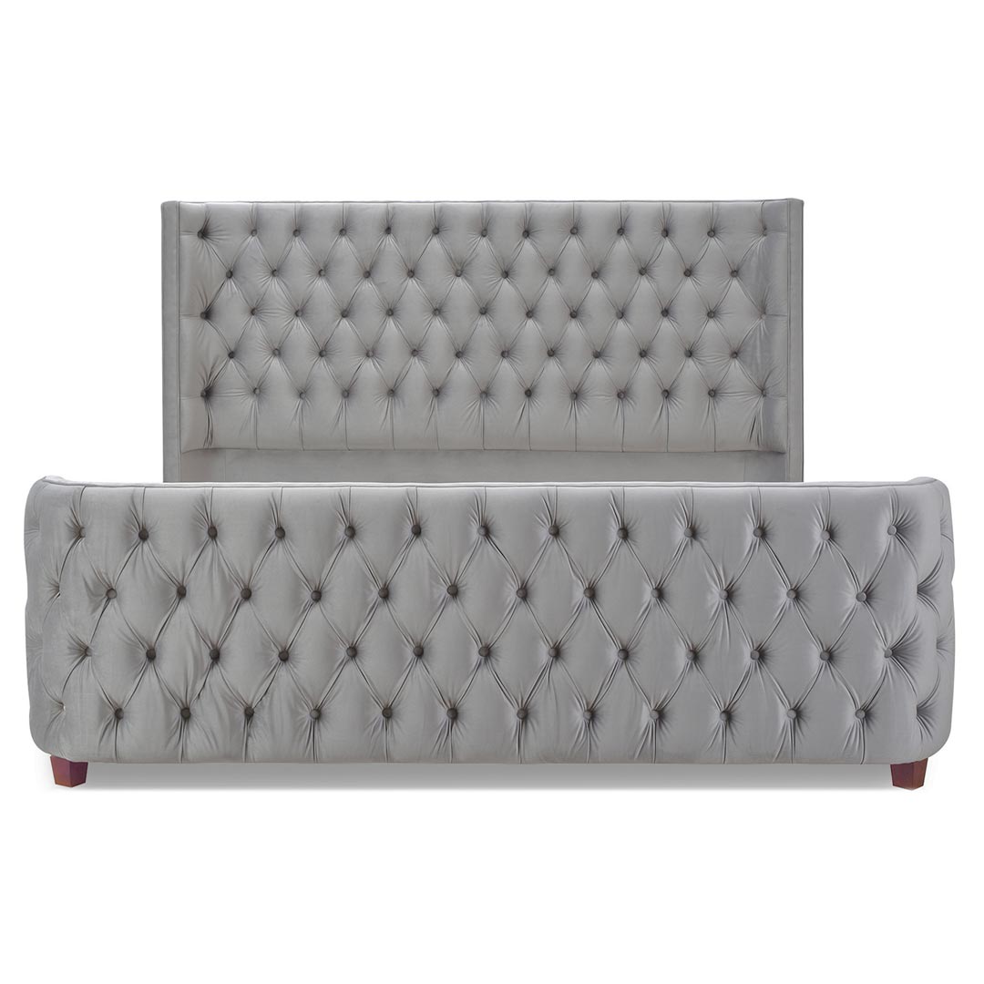 Brooklyn Button Tufted Upholstered Bed in Grey