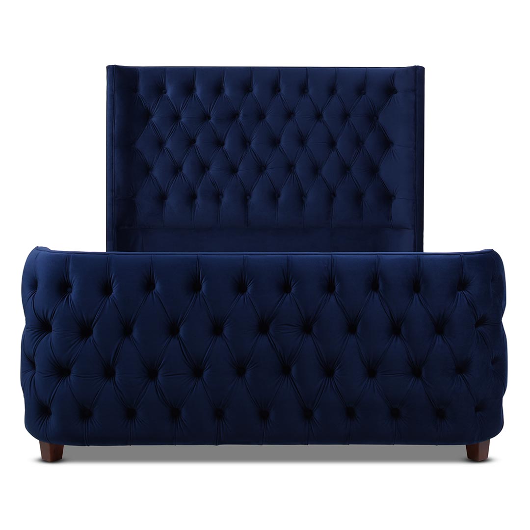 Brooklyn Button Tufted Upholstered Bed in Navy Blue