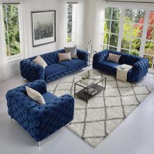 Tufted Velvet Loveseat and Sofa Living Room Set
