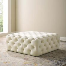 Ullervad Button Tufted Large Square Velvet Ottoman