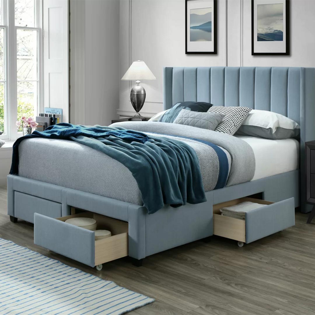 Ericksen Tufted Upholstered Storage Standard Bed in SkyBlue