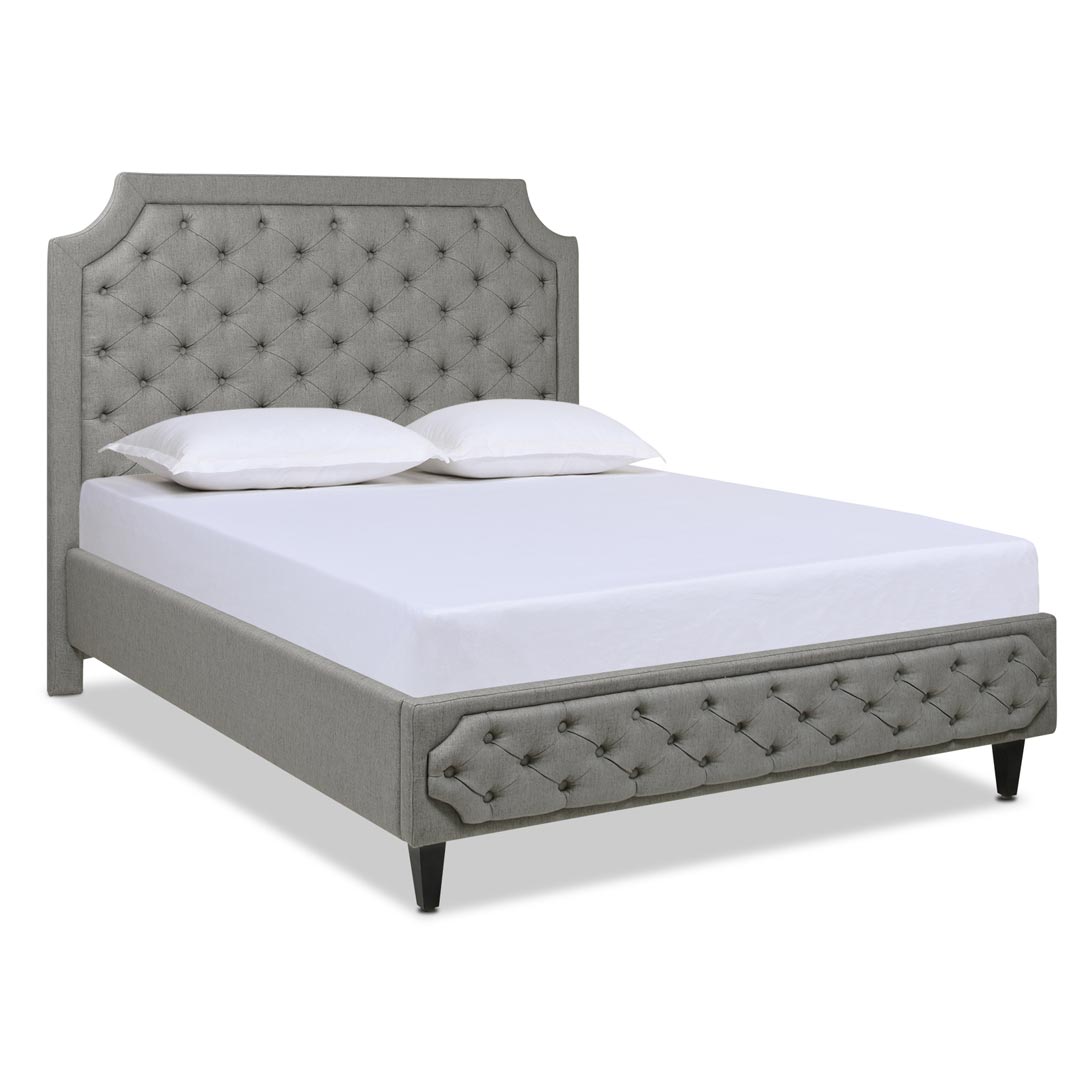 Helen Tall Upholstered Tufted Platform Bed Frame in Grey