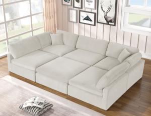 Chelsea Velvet Reversible Modular Corner Sectional with Ottoman